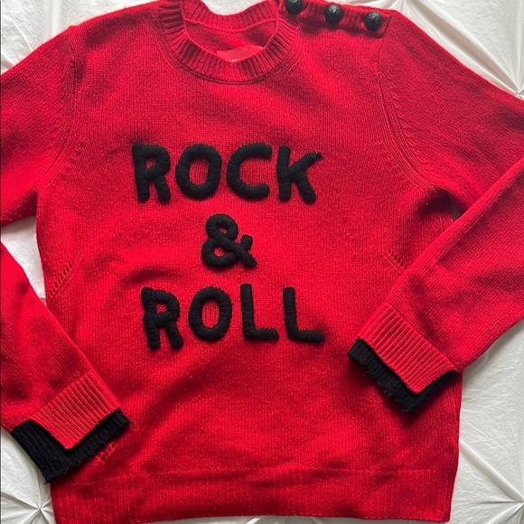 Zadig & Voltaire 100 % Cashemire Red Rock and roll Sweater with Black Accents.